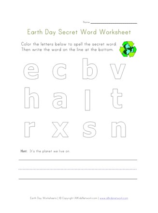 earth day spelling worksheet
