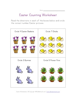 easter counting worksheet