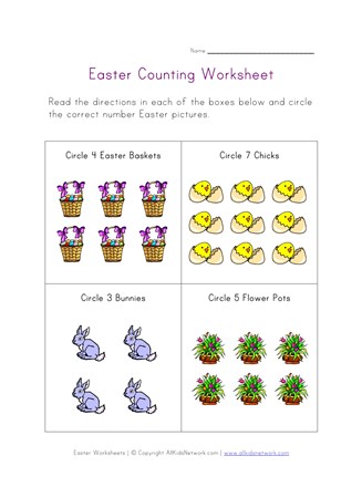 easter counting worksheet