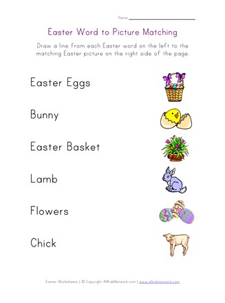 Easter Matching Worksheet All Kids Network