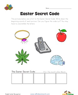 Easter Beginning Sounds - Secret Word Worksheet 1