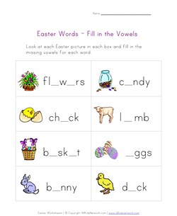 easter words worksheet