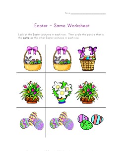 easter worksheet same