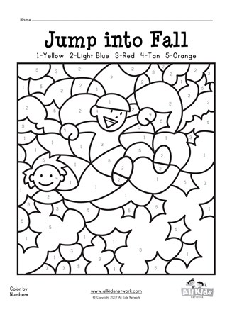 Free Printable Fall Color by Number Preschool Worksheets - The