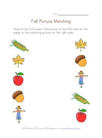 Fall Picture Matching Printable All Kids Network