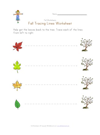 fall tracing lines worksheet all kids network