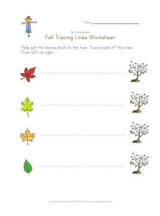 fall tracing lines worksheet