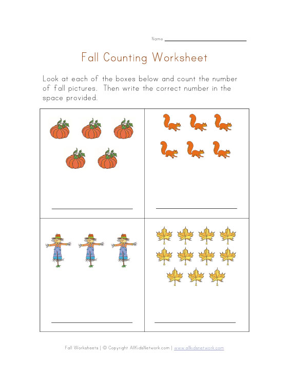 Fall Counting Practice Worksheet