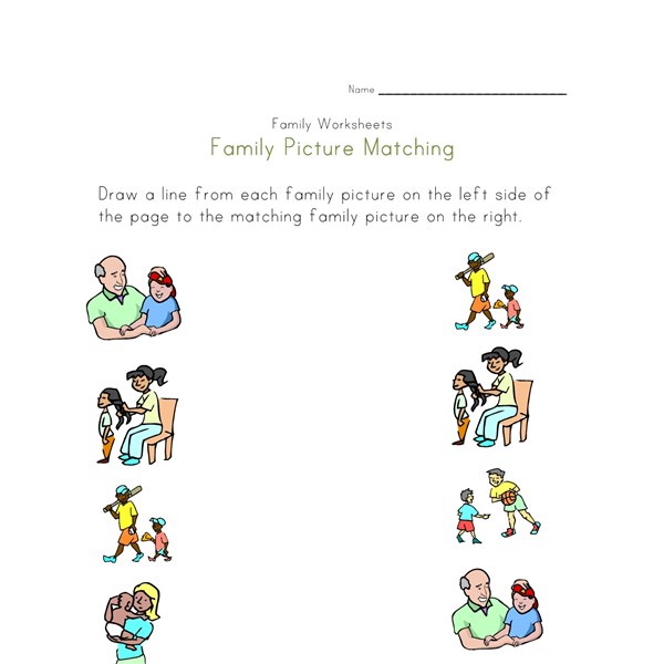 Family Picture Matching Worksheet | All Kids Network
