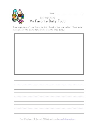 dairy food worksheet