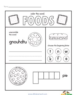Food Activities Worksheet