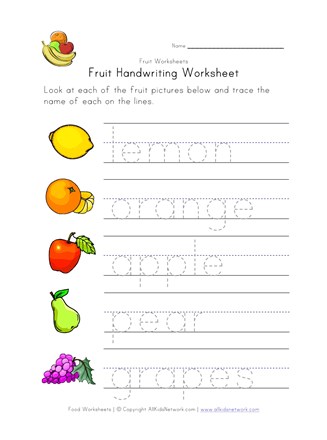 fruit writing worksheet