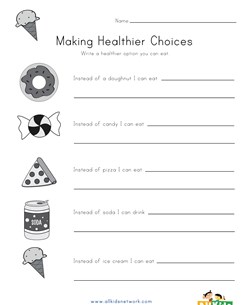 Healthy Food Choices Writing Worksheet