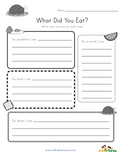 Meals for a Day Writing Worksheet