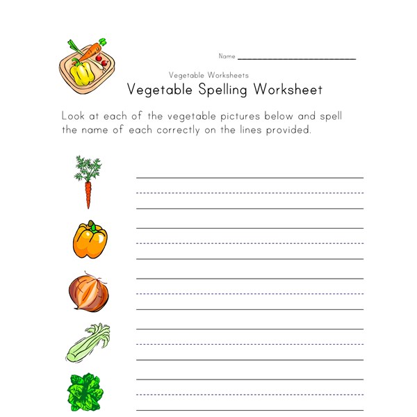 Vegetables Names Spelling Chart