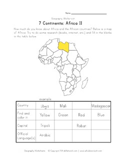 africa continent worksheet 2