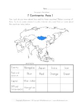 Asia Continent Worksheet 3 | All Kids Network