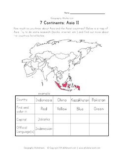 asia continent worksheet 2