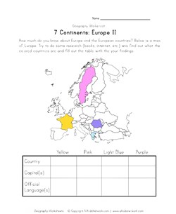 europe continent worksheet 2