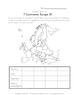 europe continent worksheet 3