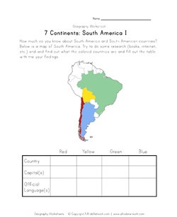 south america continent worksheet 1