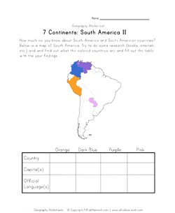 south america continent worksheet 2