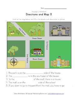 map and directions worksheet