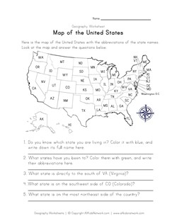 united states geography worksheet