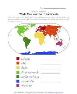 7 continents geography worksheet