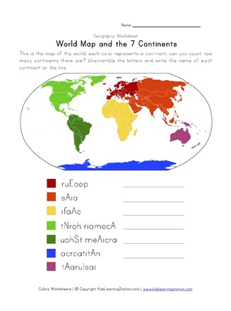 7 Continents Worksheet All Kids Network