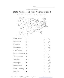 7 state abbreviations worksheet