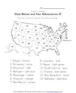 7 state names and abbreviations worksheet