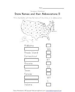 7 state names and abbreviations worksheet