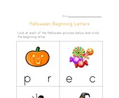 halloween beginning letters worksheet