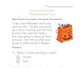 halloween reading worksheets for kindergarten halloween reading comprehension worksheet
