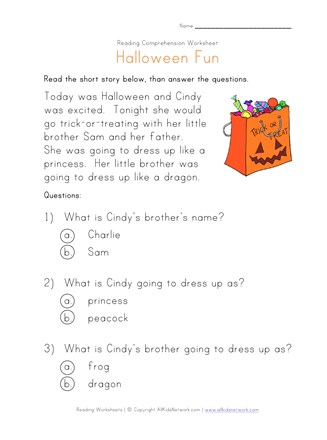 halloween reading comprehension worksheet all kids network