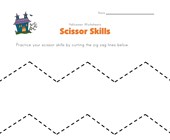 halloween scissor skills worksheet zig zag lines