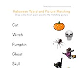 halloween word picture match
