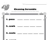 health worksheets kindergarten Cleaning Word Scramble