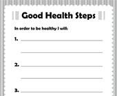 health worksheets kindergarten Good Health Steps