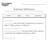 health worksheets kindergarten Sickness Worksheet