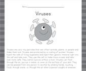 health worksheets kindergarten Virus Reading Worksheet
