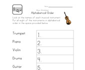 music worksheet for year 1 alphabetical order worksheet