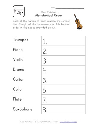 alphabetical order worksheet