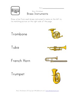 brass instruments worksheet