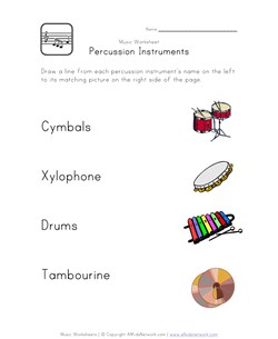 percussion instruments worksheet