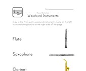 music worksheet for year 1 woodwind instruments worksheet