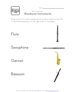 woodwind instruments worksheet