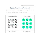 space math worksheet space counting worksheet