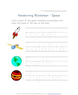 space handwriting worksheet